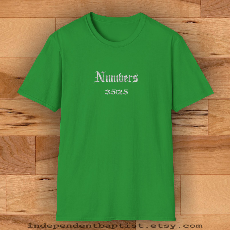 Mens Bible Verse T Shirt Numbers 35:25